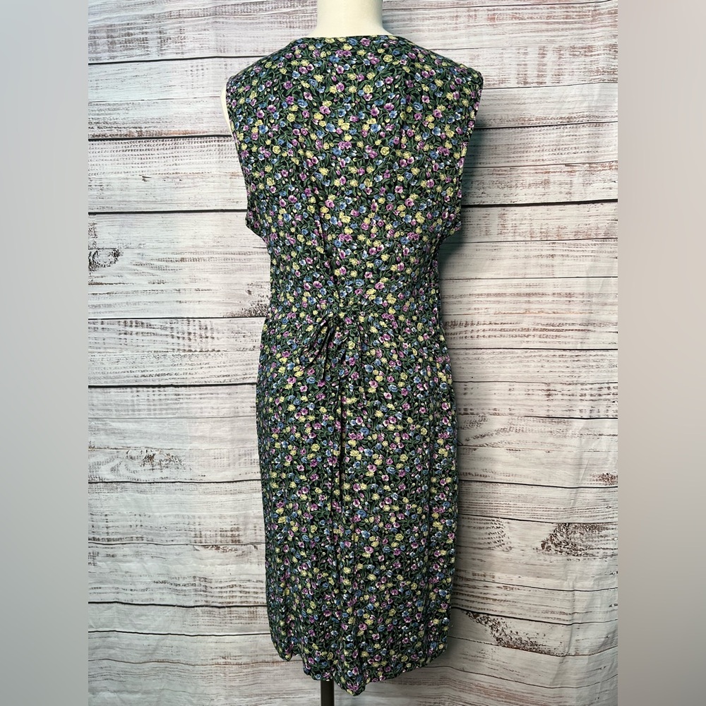 Vintage 90s Fashion Bug 14/16 1X Rayon Floral Dress Sleeveless Button Down Y2K - Picture 2 of 9